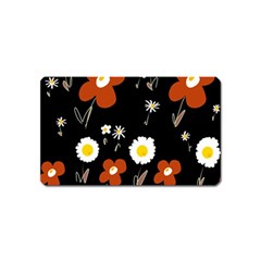 Daisy Flowers Brown White Yellow Black  Magnet (name Card) by Mazipoodles