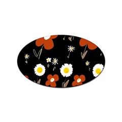 Daisy Flowers Brown White Yellow Black  Sticker Oval (10 Pack) by Mazipoodles