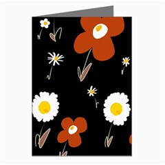 Daisy Flowers Brown White Yellow Black  Greeting Cards (pkg Of 8) by Mazipoodles