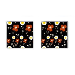 Daisy Flowers Brown White Yellow Black  Cufflinks (square) by Mazipoodles