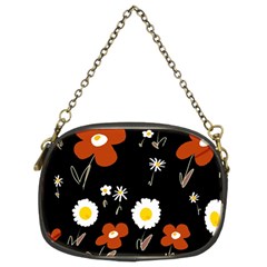 Daisy Flowers Brown White Yellow Black  Chain Purse (two Sides) by Mazipoodles