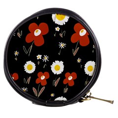 Daisy Flowers Brown White Yellow Black  Mini Makeup Bag by Mazipoodles