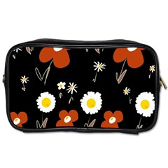 Daisy Flowers Brown White Yellow Black  Toiletries Bag (two Sides) by Mazipoodles