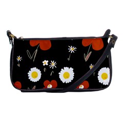 Daisy Flowers Brown White Yellow Black  Shoulder Clutch Bag by Mazipoodles