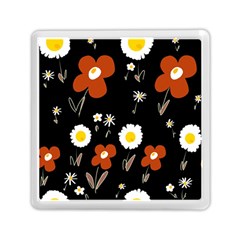 Daisy Flowers Brown White Yellow Black  Memory Card Reader (square) by Mazipoodles