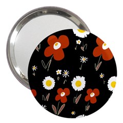 Daisy Flowers Brown White Yellow Black  3  Handbag Mirrors by Mazipoodles