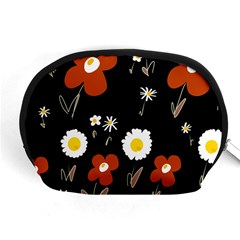 Daisy Flowers Brown White Yellow Black  Accessory Pouch (medium) by Mazipoodles