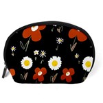 Daisy Flowers Brown White Yellow Black  Accessory Pouch (Large) Back