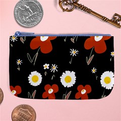 Daisy Flowers Brown White Yellow Black  Large Coin Purse by Mazipoodles