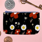 Daisy Flowers Brown White Yellow Black  Large Coin Purse Front