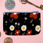 Daisy Flowers Brown White Yellow Black  Large Coin Purse Back