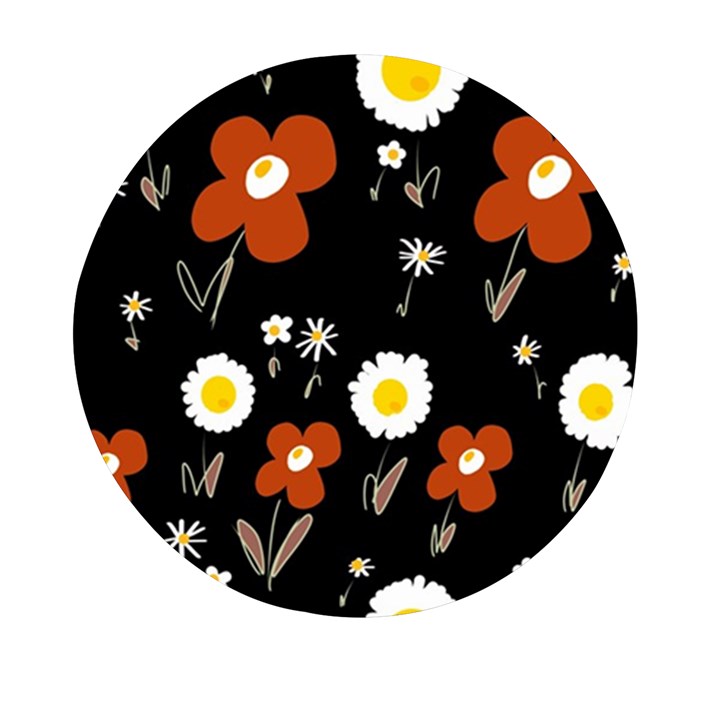 Daisy Flowers Brown White Yellow Black  Mini Round Pill Box