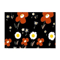 Daisy Flowers Brown White Yellow Black  Crystal Sticker (a4) by Mazipoodles