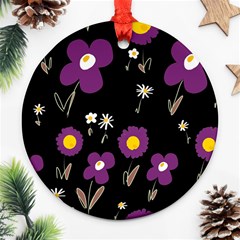 Daisy Chain Purple Ornament (round) by Mazipoodles