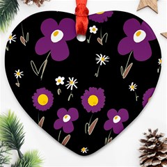 Daisy Chain Purple Ornament (heart) by Mazipoodles