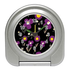 Daisy Chain Purple Travel Alarm Clock by Mazipoodles