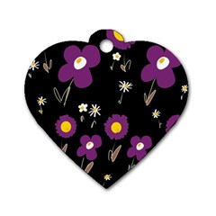 Daisy Chain Purple Dog Tag Heart (one Side) by Mazipoodles