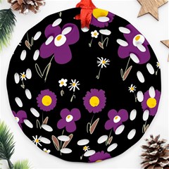 Daisy Chain Purple Ornament (round Filigree) by Mazipoodles