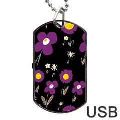 Daisy Chain Purple Dog Tag Usb Flash (one Side) by Mazipoodles