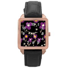 Daisy Chain Purple Rose Gold Leather Watch  by Mazipoodles