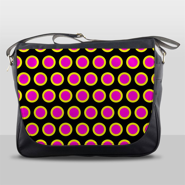  Messenger Bag w/ Magenta & Yellow Circles