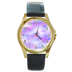 Bright Colored Stain Abstract Pattern Round Gold Metal Watch by dflcprintsclothing