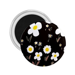 Daisy Flowers White Yellow Black  2 25  Magnets by Mazipoodles