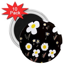 Daisy Flowers White Yellow Black  2 25  Magnets (10 Pack)  by Mazipoodles