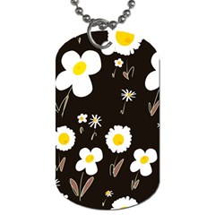 Daisy Flowers White Yellow Black  Dog Tag (two Sides) by Mazipoodles