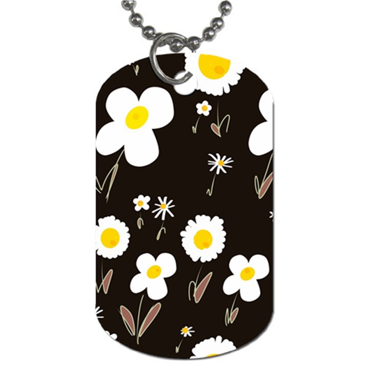 Daisy Flowers White Yellow Black  Dog Tag (Two Sides)