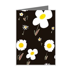 Daisy Flowers White Yellow Black  Mini Greeting Card by Mazipoodles