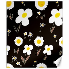 Daisy Flowers White Yellow Black  Canvas 8  X 10  by Mazipoodles