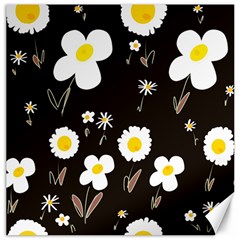 Daisy Flowers White Yellow Black  Canvas 12  X 12  by Mazipoodles