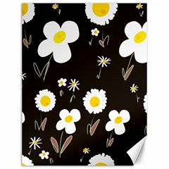 Daisy Flowers White Yellow Black  Canvas 12  X 16  by Mazipoodles