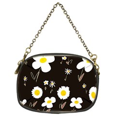 Daisy Flowers White Yellow Black  Chain Purse (one Side) by Mazipoodles