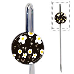 Daisy Flowers White Yellow Black  Book Mark by Mazipoodles