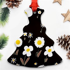 Daisy Flowers White Yellow Black  Ornament (christmas Tree)  by Mazipoodles