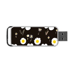 Daisy Flowers White Yellow Black  Portable Usb Flash (one Side) by Mazipoodles