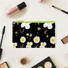 Daisy Flowers White Yellow Black  Cosmetic Bag (xs) by Mazipoodles