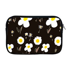 Daisy Flowers White Yellow Black  Apple Macbook Pro 17  Zipper Case by Mazipoodles