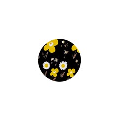 Daisy Flowers White Yellow Brown Black 1  Mini Magnets by Mazipoodles