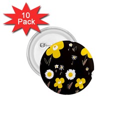 Daisy Flowers White Yellow Brown Black 1 75  Buttons (10 Pack) by Mazipoodles