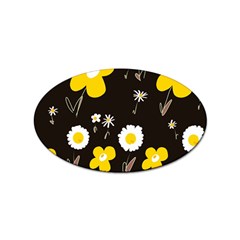 Daisy Flowers White Yellow Brown Black Sticker Oval (10 Pack) by Mazipoodles