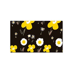 Daisy Flowers White Yellow Brown Black Sticker Rectangular (100 Pack) by Mazipoodles