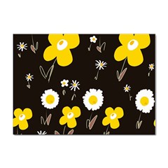 Daisy Flowers White Yellow Brown Black Sticker A4 (100 Pack) by Mazipoodles