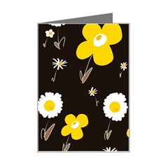 Daisy Flowers White Yellow Brown Black Mini Greeting Card by Mazipoodles