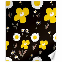 Daisy Flowers White Yellow Brown Black Canvas 8  X 10  by Mazipoodles