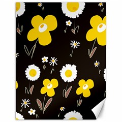 Daisy Flowers White Yellow Brown Black Canvas 12  X 16  by Mazipoodles