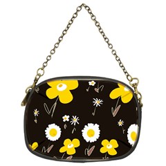 Daisy Flowers White Yellow Brown Black Chain Purse (two Sides) by Mazipoodles