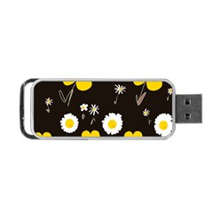 Daisy Flowers White Yellow Brown Black Portable Usb Flash (one Side) by Mazipoodles